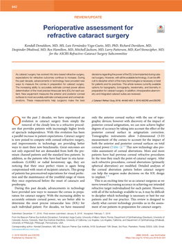 Perioperative Assessment for Refractive Cataract Surgery