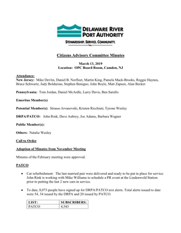 Citizens Advisory Committee Minutes