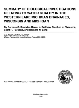Summary of Biological Investigations Relating to Water Quality in the Western Lake Michigan Drainages, Wisconsin and Michigan