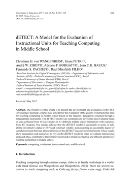 Detect: a Model for the Evaluation of Instructional Units for Teaching Computing in Middle School