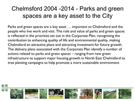 Chelmsford 2004 -2014 - Parks and Green Spaces Are a Key Asset to the City