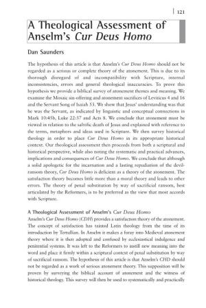 A Theological Assessment of Anselm's Cur Deus Homo