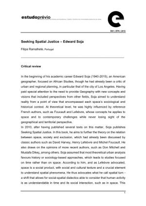 Seeking Spatial Justice – Edward Soja