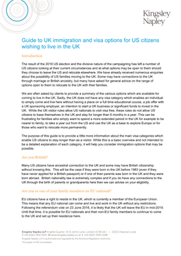 Guide to UK Immigration and Visa Options for US Citizens Wishing to Live in the UK