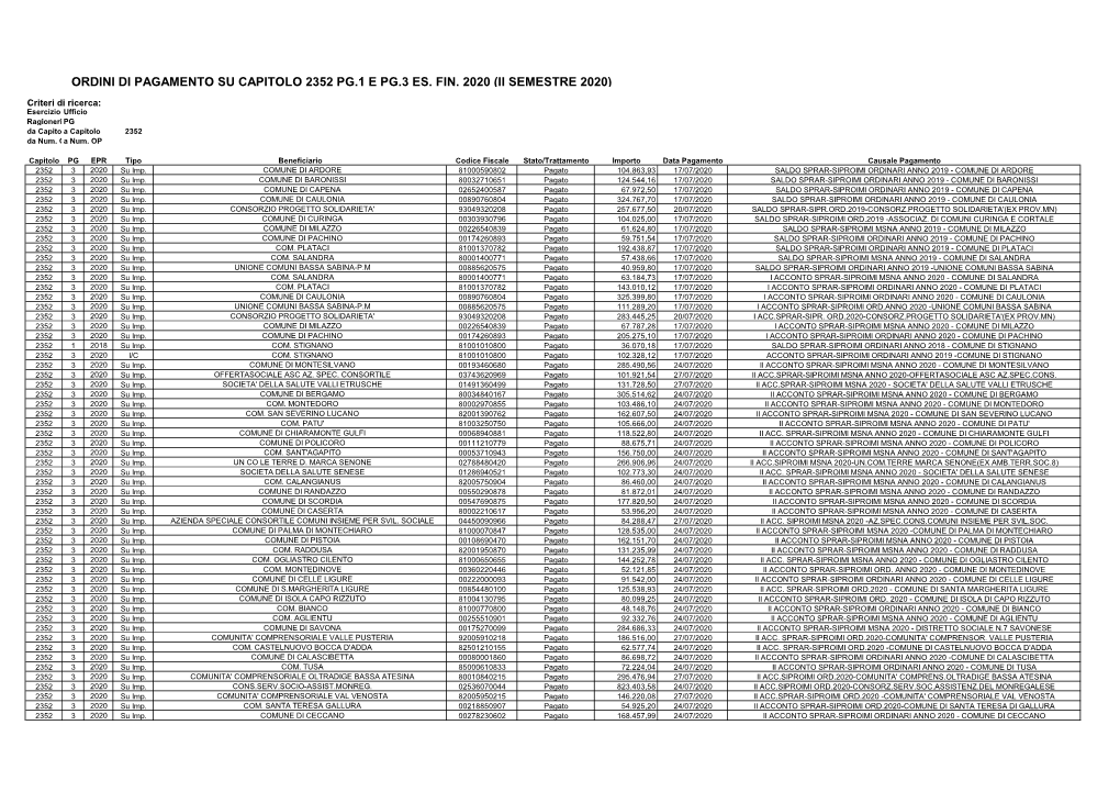 Pagamenti II Sem 2020. Cap. 2352 Pg.1