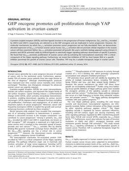 GEP Oncogene Promotes Cell Proliferation Through YAP Activation in Ovarian Cancer