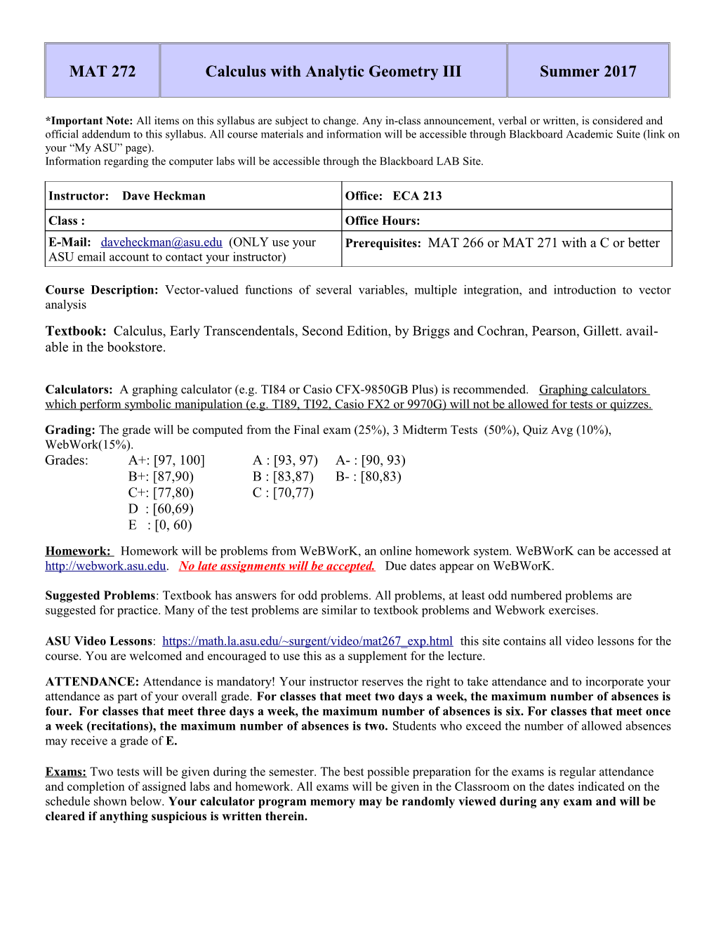 MAT 275 Fall 2016 Syllabusinstructor 6/6