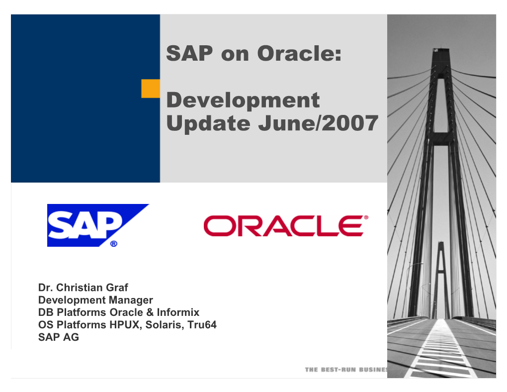 SAP on Oracle: Development Update June/2007