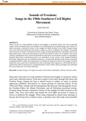 Sounds of Freedom: Songs in the 1960S Southern Civil Rights Movement