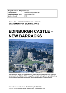 Edinburgh Castle – New Barracks