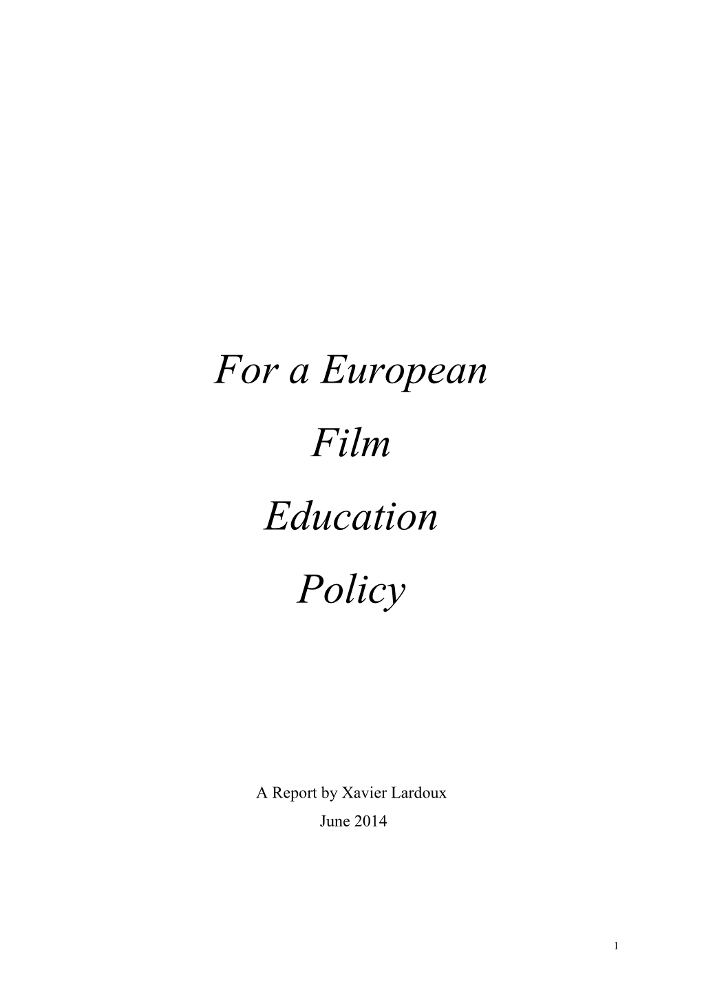 For a European Film Education Policy