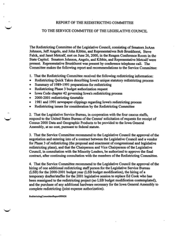 Report of the Redistricting Committee to the Service