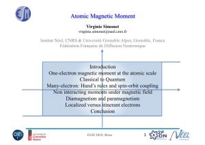 Atomic Magnetic Moment Virginie Simonet Virginie.Simonet@Neel.Cnrs.Fr