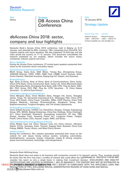 DB Access China Conference Strategy Update