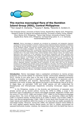 The Marine Macroalgal Flora of the Romblon Island Group (RIG), Central Philippines 1,3Ken Joseph E