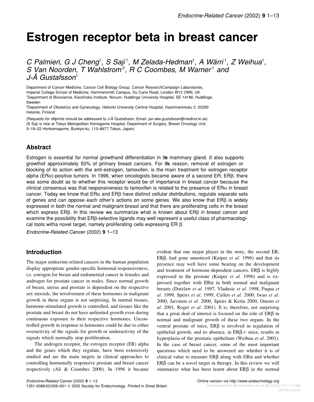 Estrogen Receptor Beta in Breast Cancer