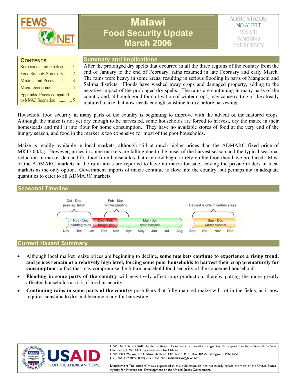 Malawi Food Security Update, March 2006