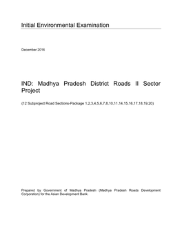Initial Environmental Examination IND: Madhya Pradesh District