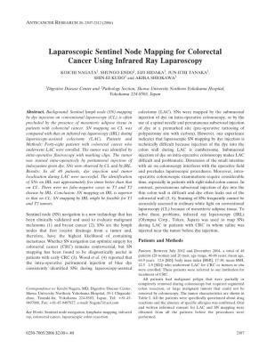 Laparoscopic Sentinel Node Mapping for Colorectal Cancer Using Infrared Ray Laparoscopy
