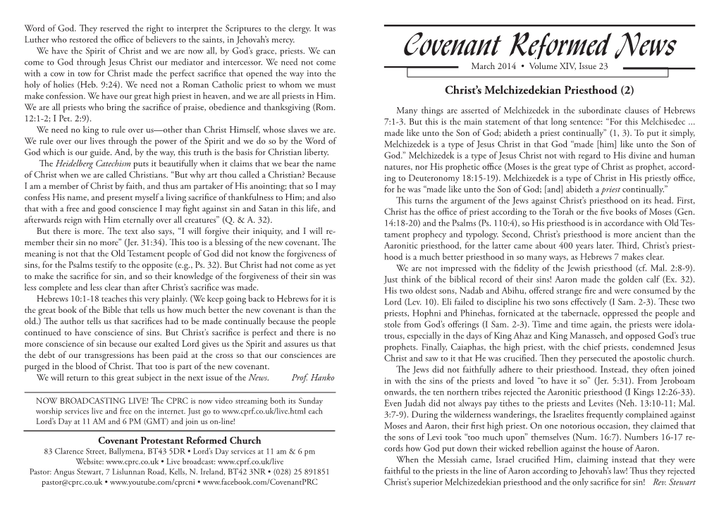 Covenant Reformed News Come to God Through Jesus Christ Our Mediator and Intercessor