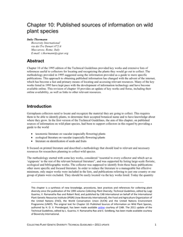 Chapter 10: Published Sources of Information on Wild Plant Species