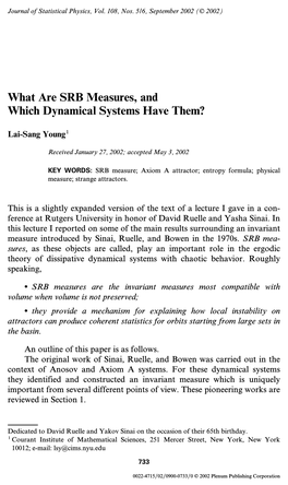 What Are SRB Measures, and Which Dynamical Systems Have Them?