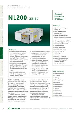 NL200 Series Q-Switched Energy at Khz Repetition Rates