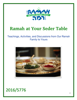 Ramah at Your Seder Table 2016/5776