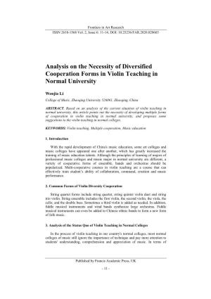 Analysis on the Necessity of Diversified Cooperation Forms in Violin Teaching in Normal University