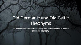 Old Germanic and Old Celtic Theonyms the Onomastic Evidence for Language and Culture Contact in Roman Provincial Epigraphy