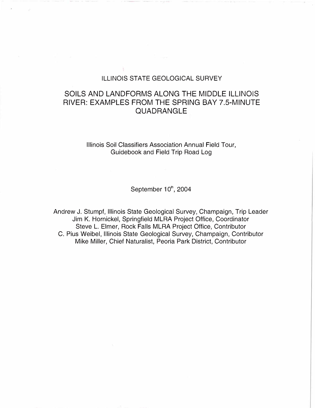 Soils and Landforms Along the Middle Illinois River: Examples from the Spring Bay 7.5-Minute Quadrangle