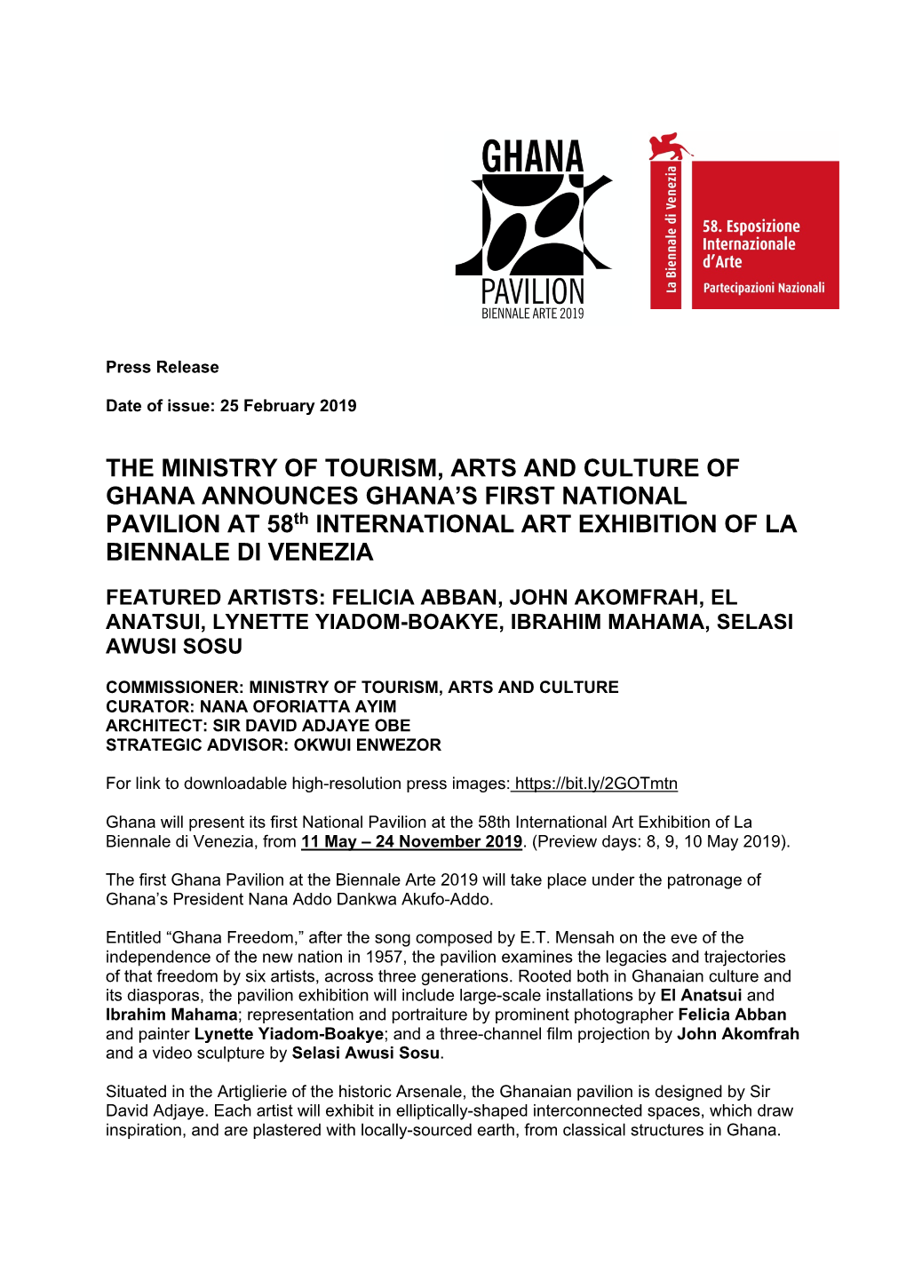 Ghana Pavilion Press Release 1