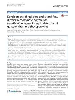 Development of Real-Time and Lateral Flow Dipstick Recombinase Polymerase Amplification Assays for Rapid Detection of Goatpox Vi