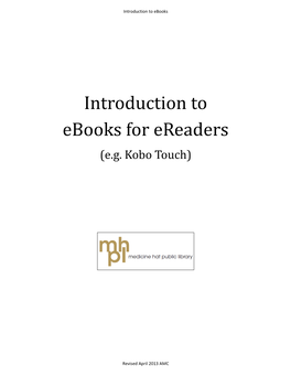 Introduction to Ebooks for Ereaders (E.G