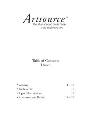 Table of Contents Dance