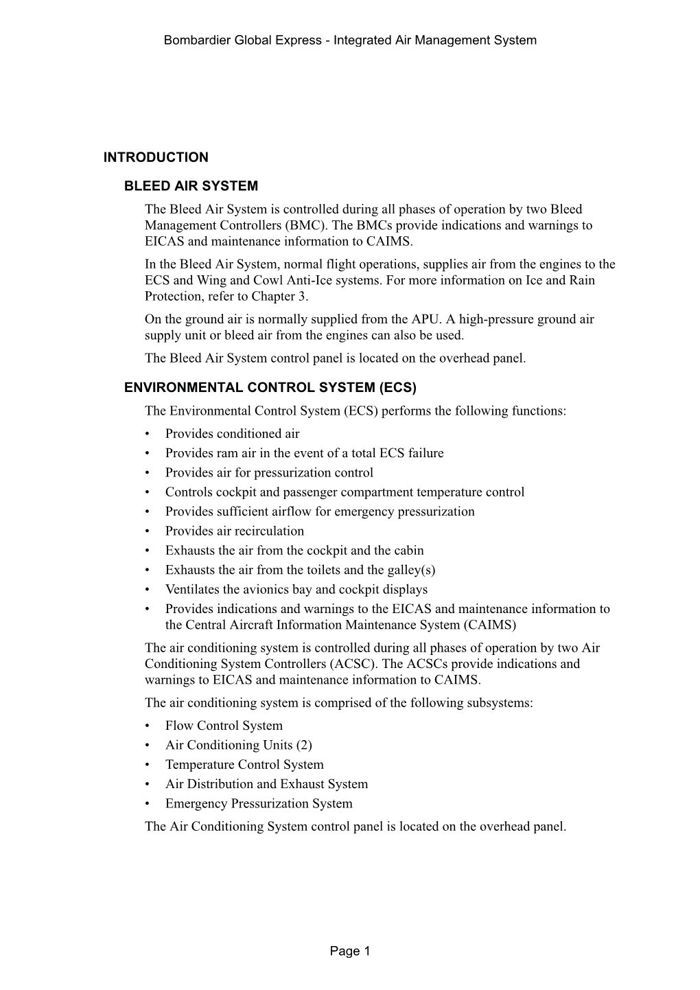 Integrated Air Management System Page 1