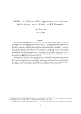 SIGMA: the 'Sign-And-Mac' Approach to Authenticated Diffie-Hellman and Its Use in the IKE Protocols