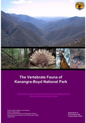 The Vertebrate Fauna of Kanangra-Boyd National Park