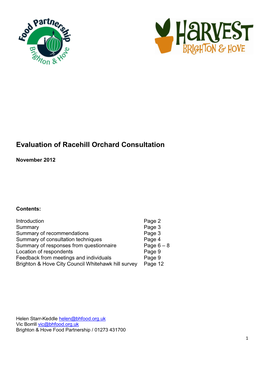 Evaluation of Racehill Orchard Consultation