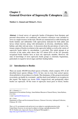 General Overview of Saproxylic Coleoptera