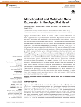 Mitochondrial and Metabolic Gene Expression in the Aged Rat Heart