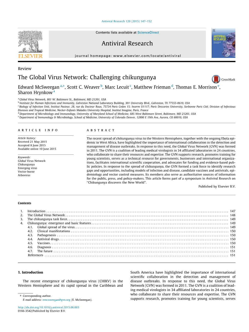 Challenging Chikungunya ⇑ Edward Mcsweegan A, , Scott C