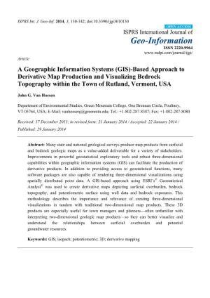 (GIS)-Based Approach to Derivative Map Production and Visualizing Bedrock Topography Within the Town of Rutland, Vermont, USA