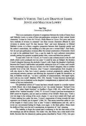 The Late Drafts of James Joyceand Malcolm Lowry