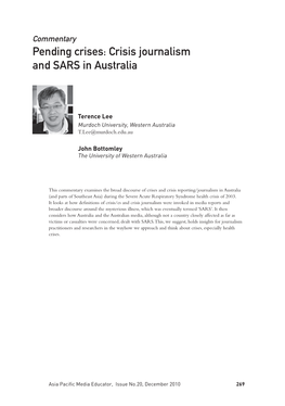 Pending Crises: Crisis Journalism and SARS in Australia