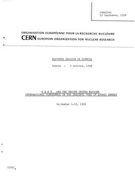 Cern and the Second United Nations International Conference on the Peaceeul Uses of Atomic Energy