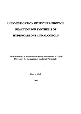 An Investigation of Fischer-Tropsch Reaction