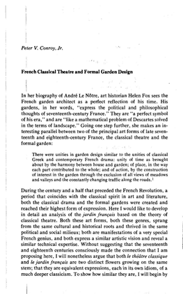 French Classical Theatre and Formal Garden Design