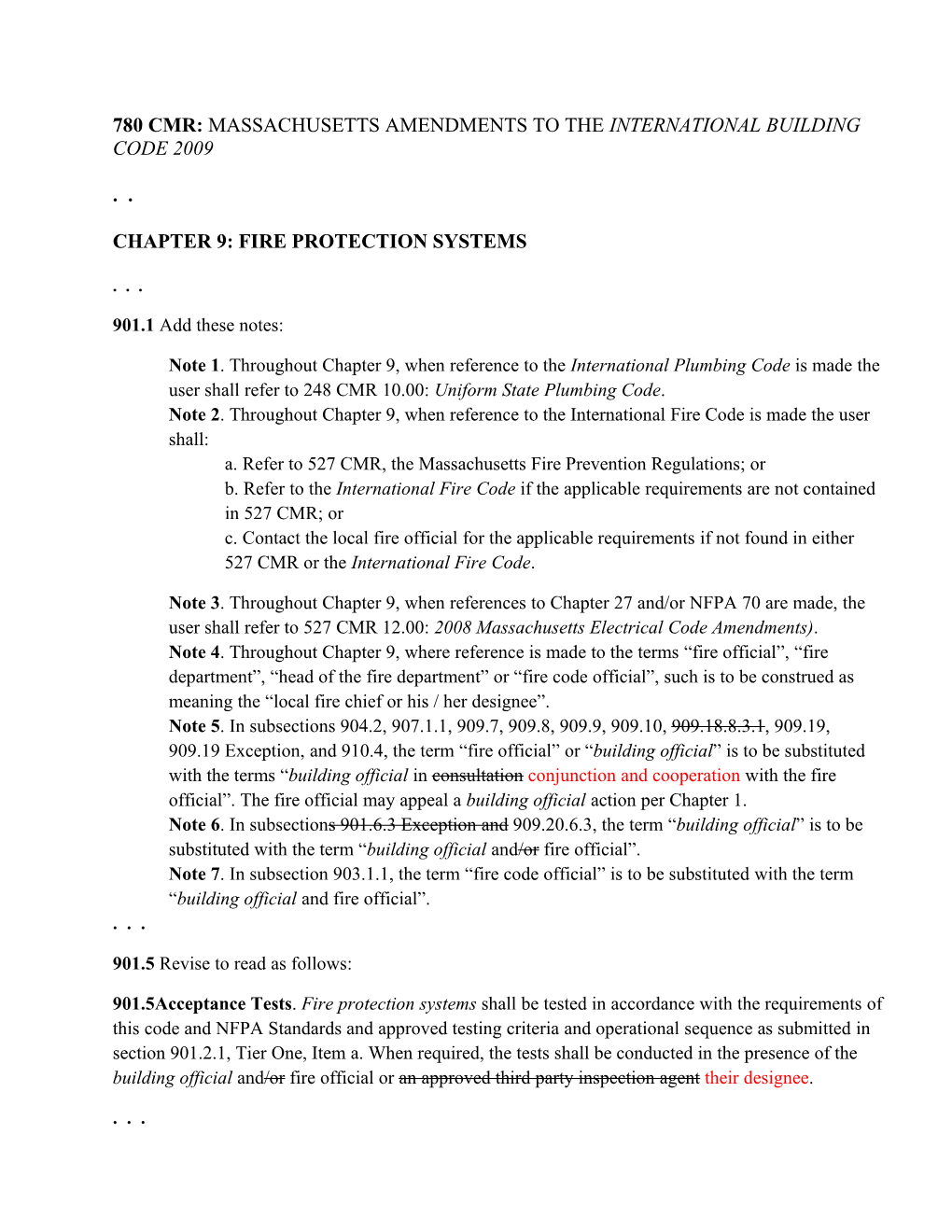 780 Cmr: Massachusetts Amendments to the International Building Code 2009