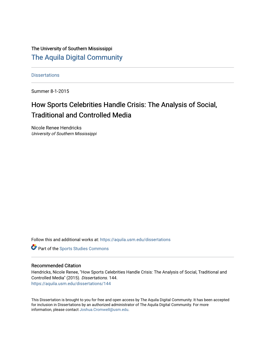 How Sports Celebrities Handle Crisis: the Analysis of Social, Traditional and Controlled Media